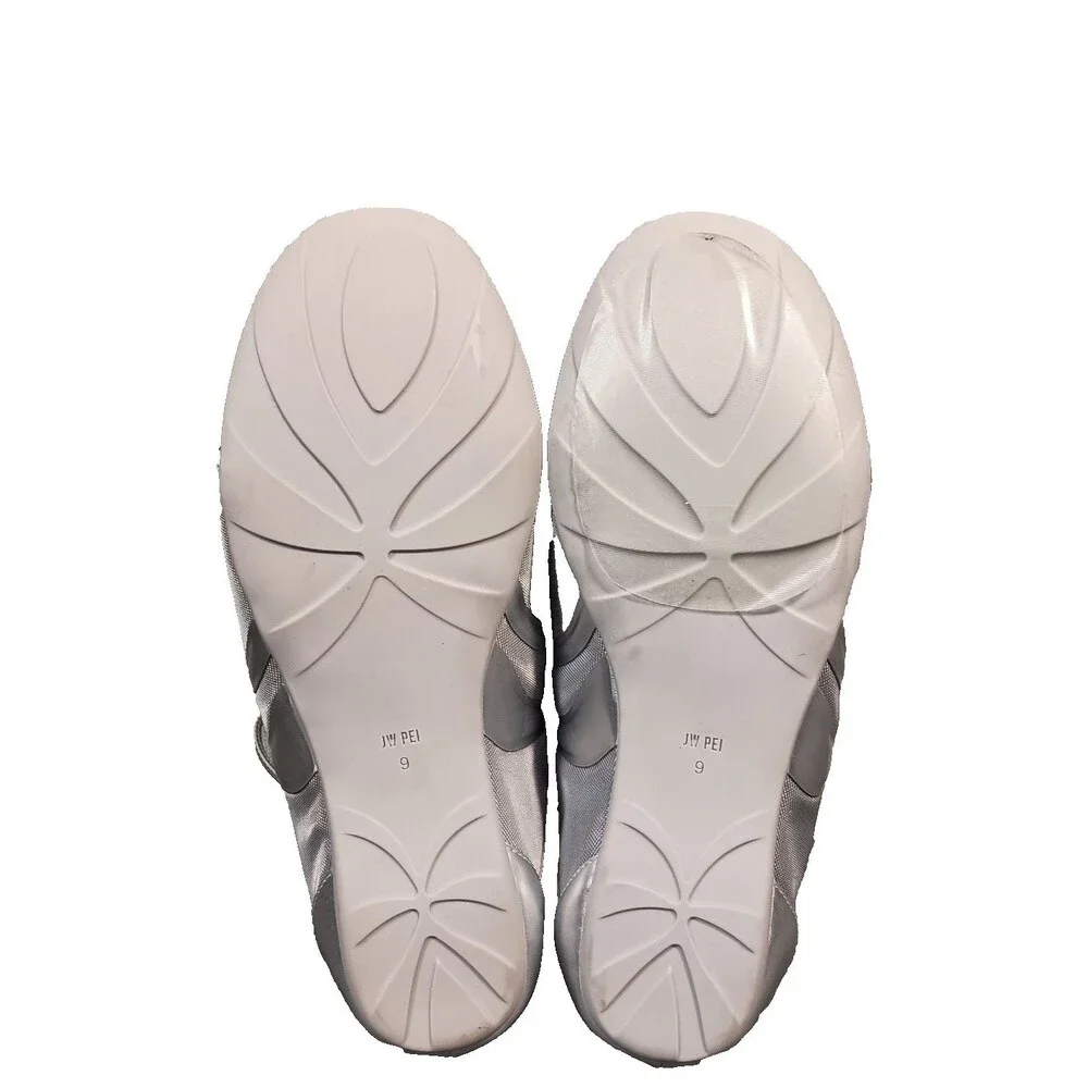 JW PEI Flavia Ballerina Sneakers Silver Metallic Women’s 9 Low Top Shoes